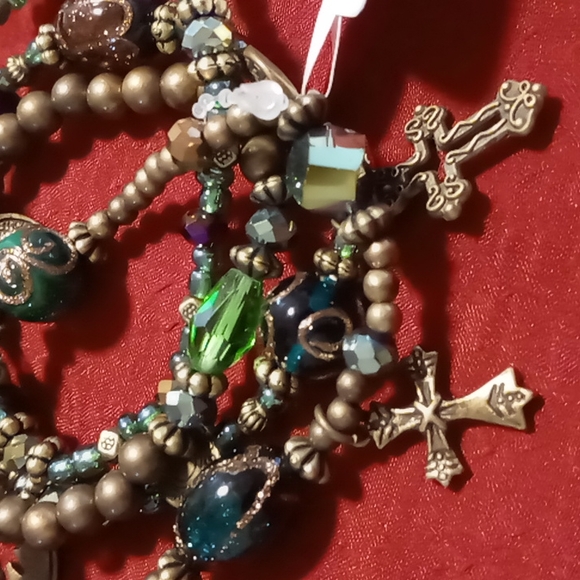 Bella Grace multi beaded bracelet set glass beads you are my angel bangle's - Picture 9 of 9